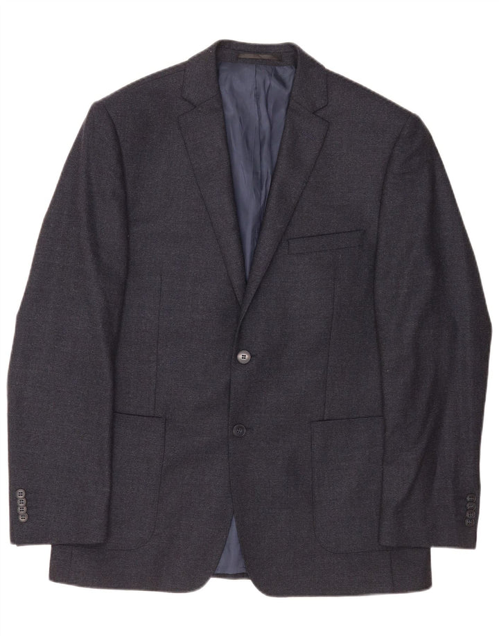 Jaqueta blazer masculina de 2 botões Daniel Hechter Reino Unido 38 lã cinza médio
