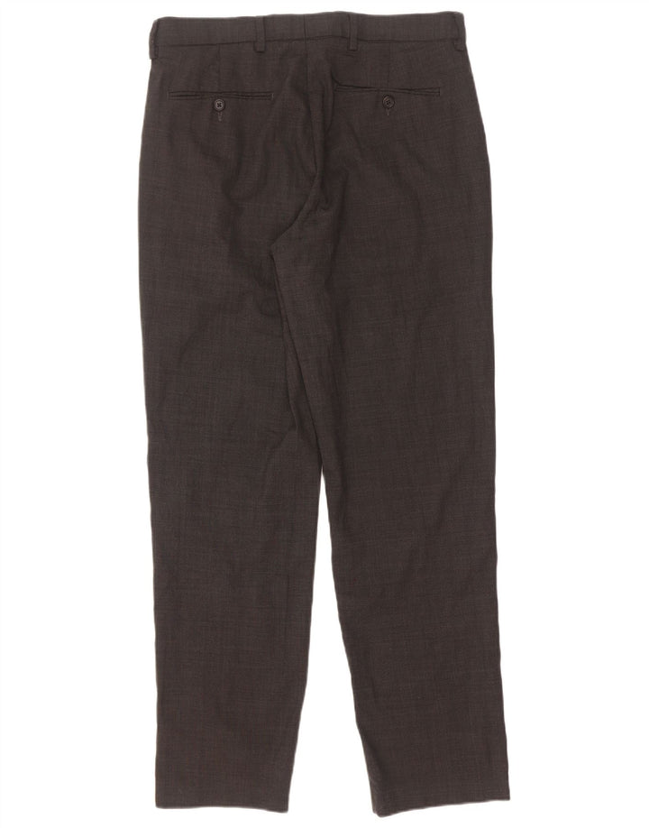 Calça masculina de ajuste regular Marks & Spencer W32 L31 lã cinza