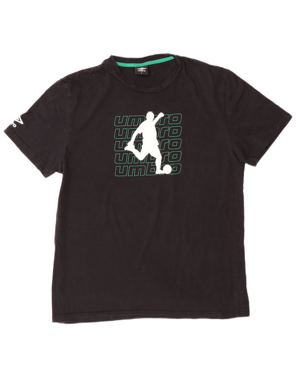 Camiseta masculina gráfica Umbro Top grande de algodão preto
