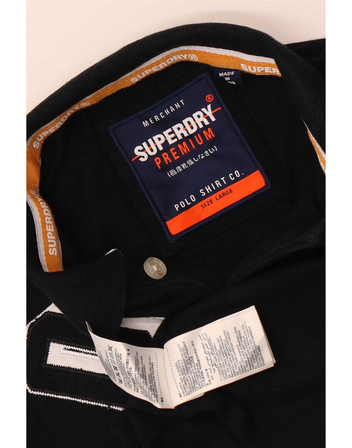Camisa polo masculina Superdry gráfica grande algodão preto