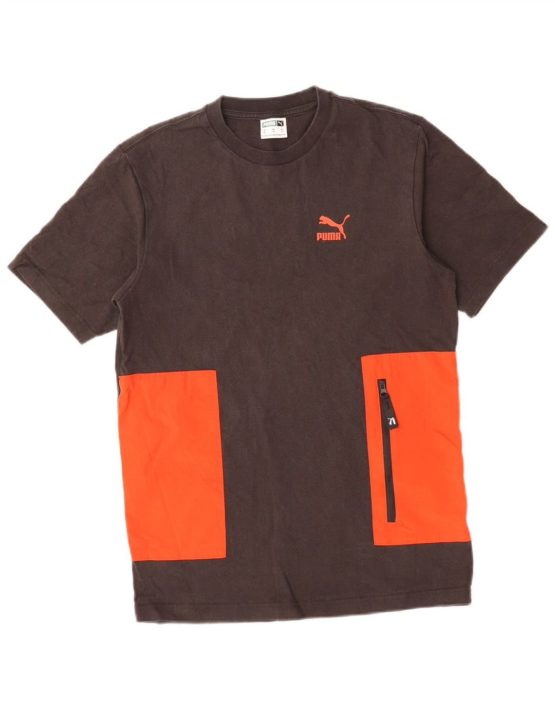 Camiseta masculina PUMA Top XS preto algodão colorblock