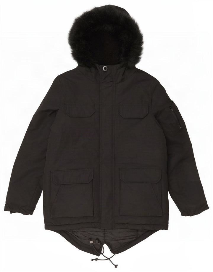 Jaqueta Parka masculina com capuz Bellfield UK 38 poliéster preto médio