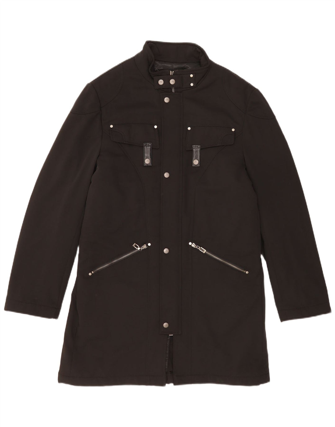 Sobretudo masculino vintage IT 50 grande poliéster preto