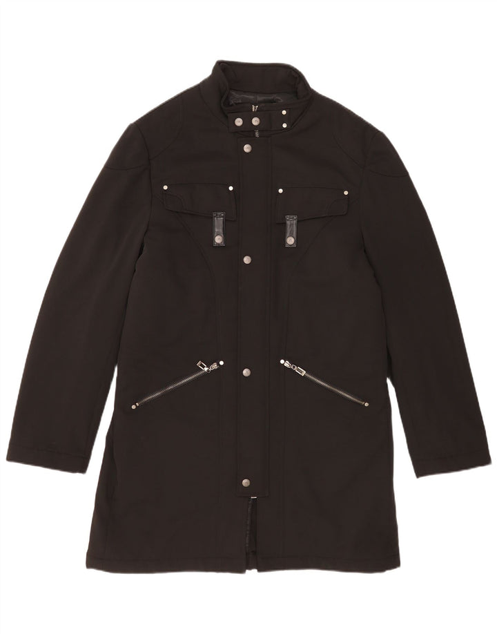 Sobretudo masculino vintage IT 50 grande poliéster preto