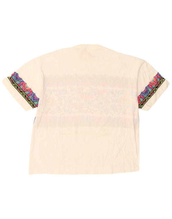 Camiseta feminina vintage com estampa gráfica UK 18 XL algodão branco