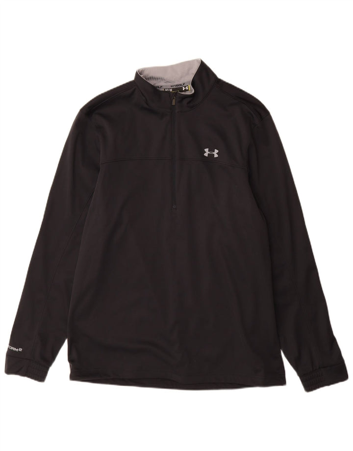 Under Armour Mens Cold Gear Graphic Pullover Treino Top Médio Preto