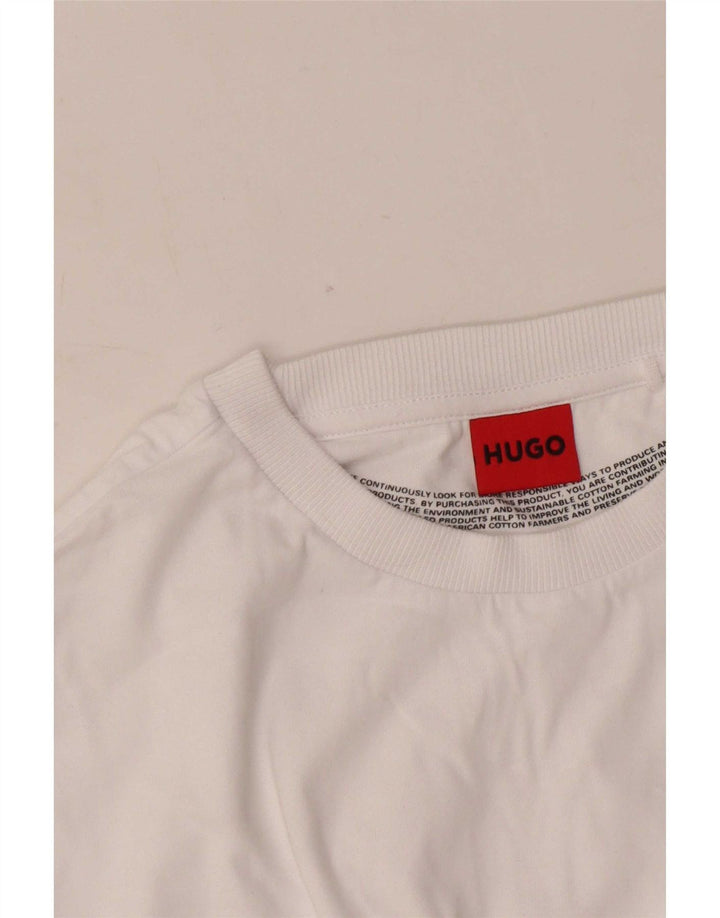 Camiseta gráfica masculina Hugo Boss Top médio branco