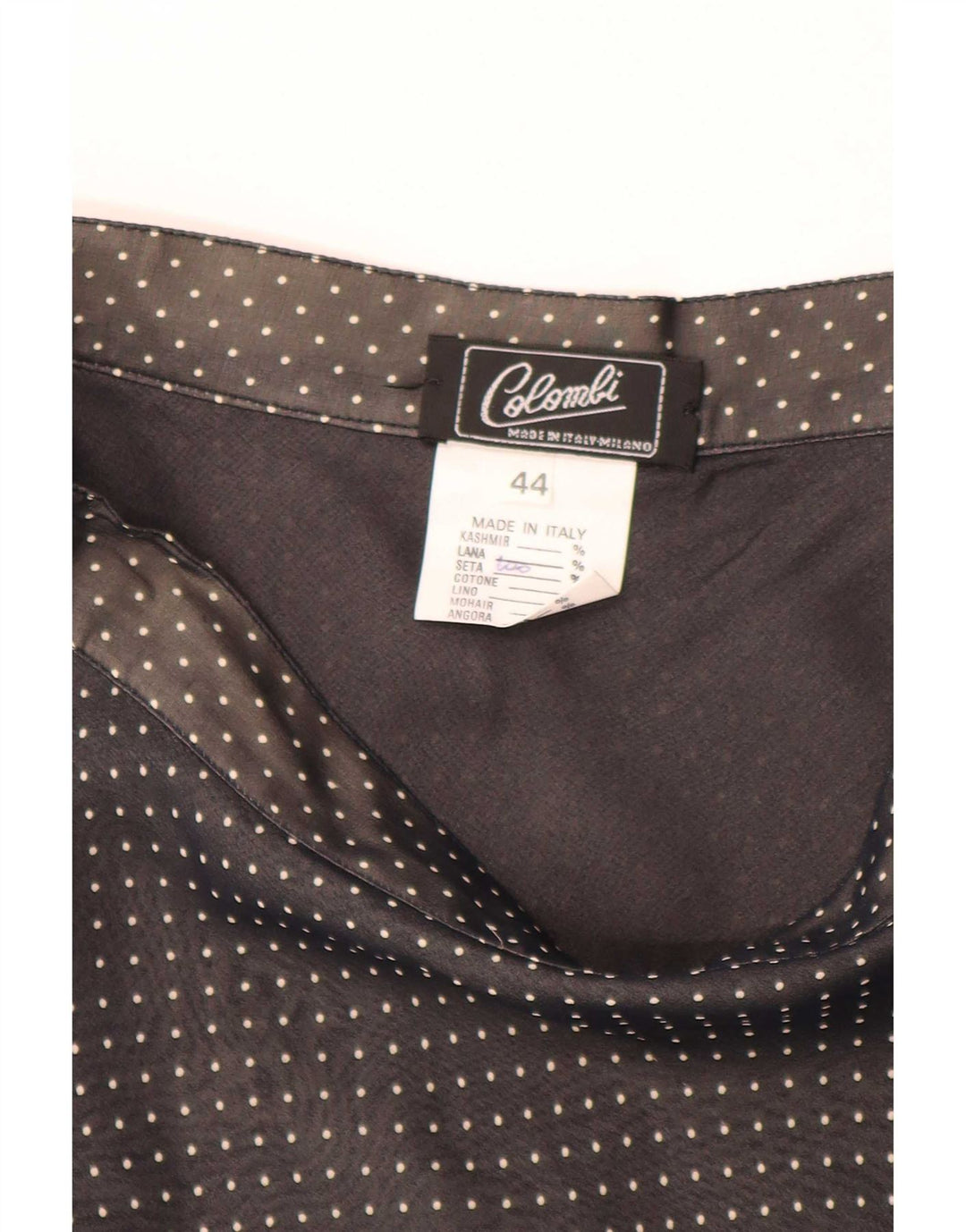 Saia evasê feminina vintage IT 44 médio W28 seda preta manchada