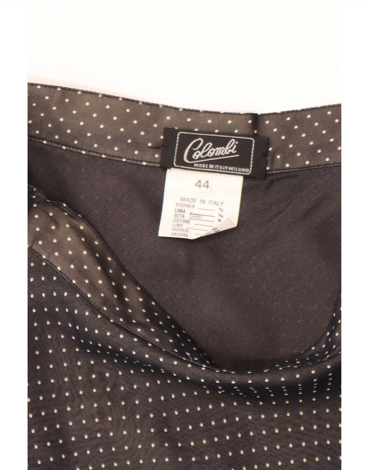 Saia evasê feminina vintage IT 44 médio W28 seda preta manchada