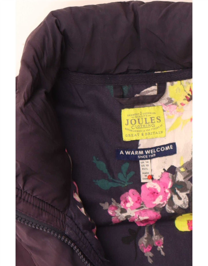 Gilet feminino acolchoado Joules UK 14 grande poliéster azul marinho