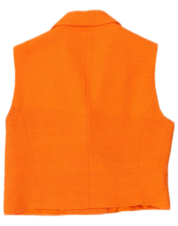 Zara Colete Feminino Crop Double Breasted Reino Unido 14 Médio Laranja
