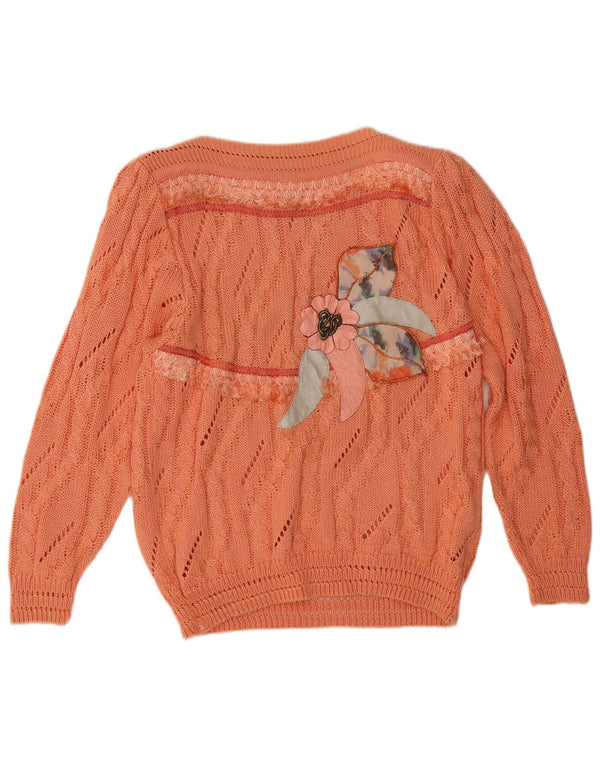 Suéter feminino vintage com gola canoa e gola redonda IT 42 laranja médio