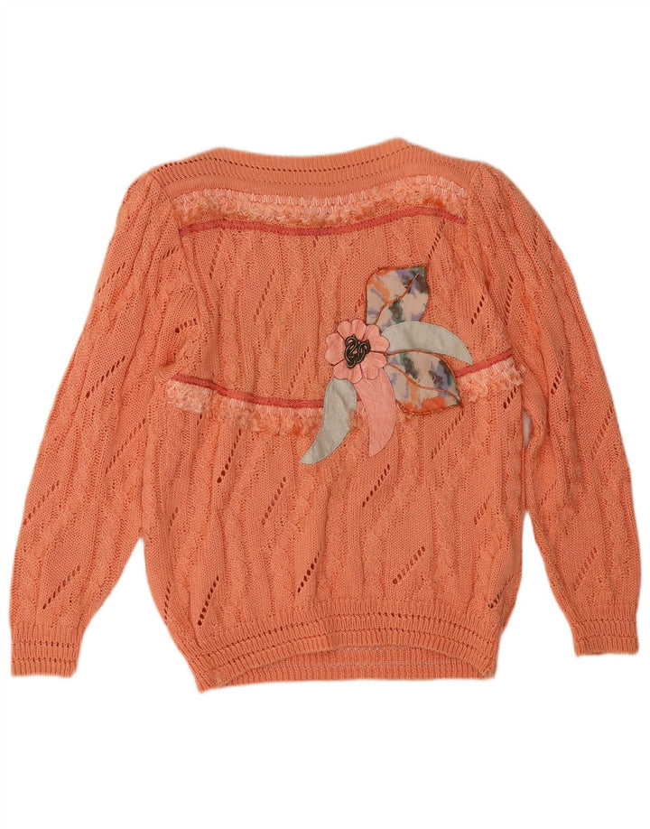 Suéter feminino vintage com gola canoa e gola redonda IT 42 laranja médio