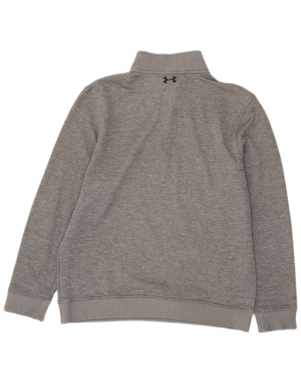 Moletom masculino Under Armour Cold Gear com zíper e gola grande cinza manchado