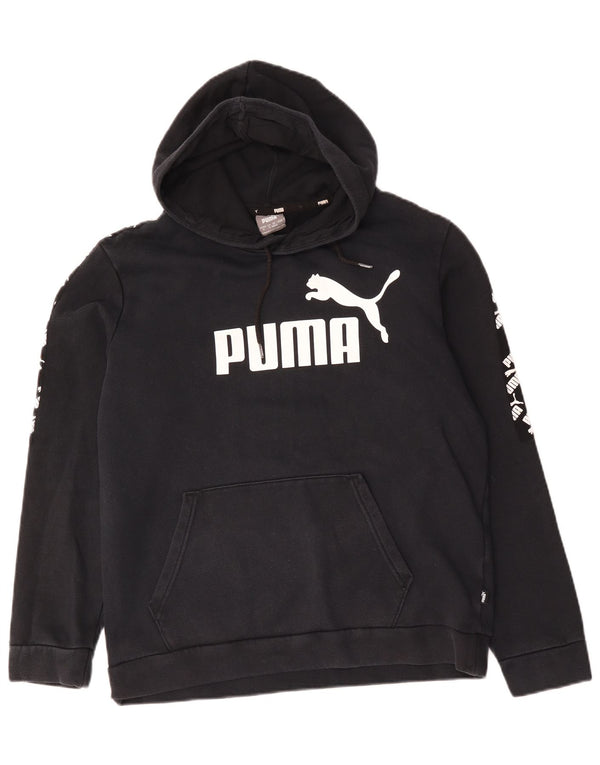 Puma masculino gráfico moletom com capuz médio algodão preto