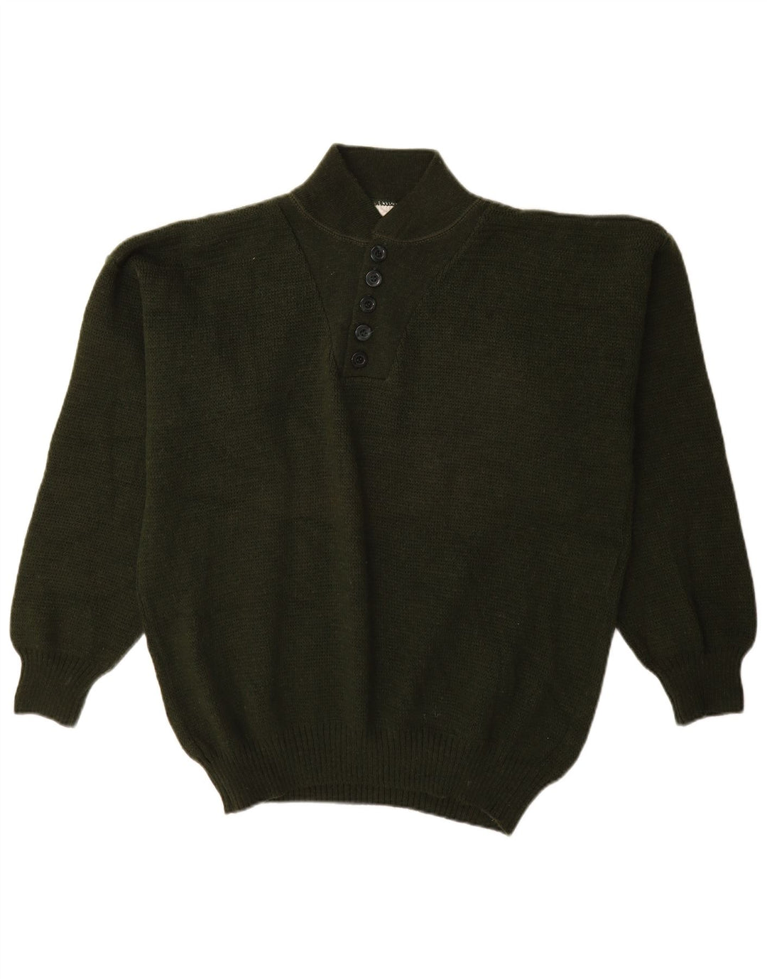 Suéter masculino VINTAGE com gola redonda e acrílico cáqui médio