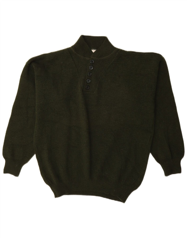 Suéter masculino VINTAGE com gola redonda e acrílico cáqui médio