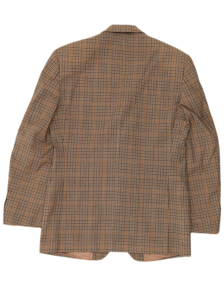 Jaqueta Blazer Masculina Cacharel com 2 Botões IT 48 Lã Xadrez Marrom Médio
