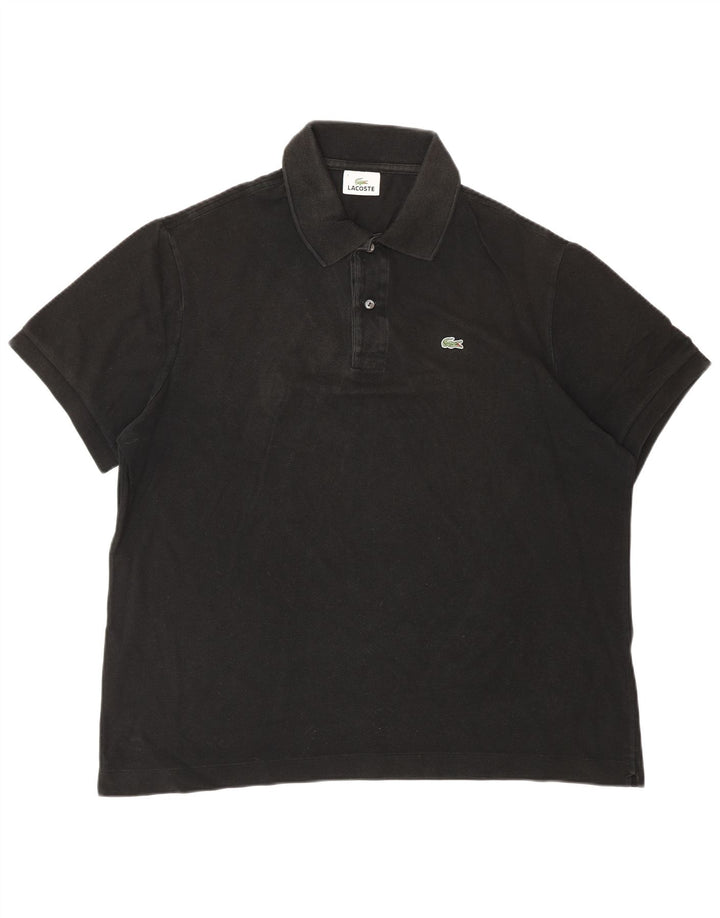 Camisa polo masculina Lacoste tamanho 7 2XL algodão preto