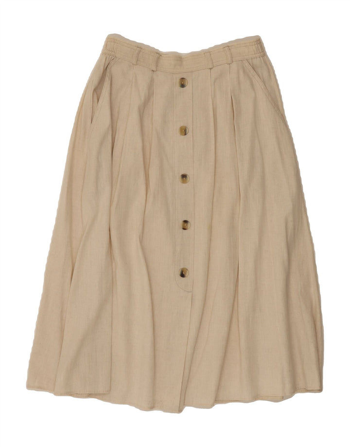 ST MICHAEL Womens A-Line Skirt UK 14 Medium W28 Beige Cotton Vintage St Michael and Second-Hand St Michael from Messina Hembry 