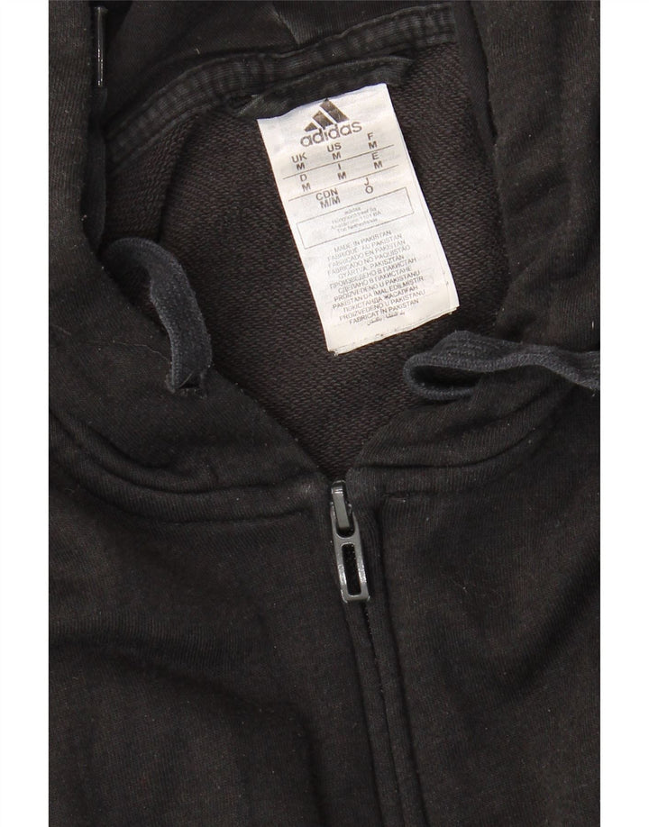 Adidas masculino zip moletom com capuz médio algodão preto