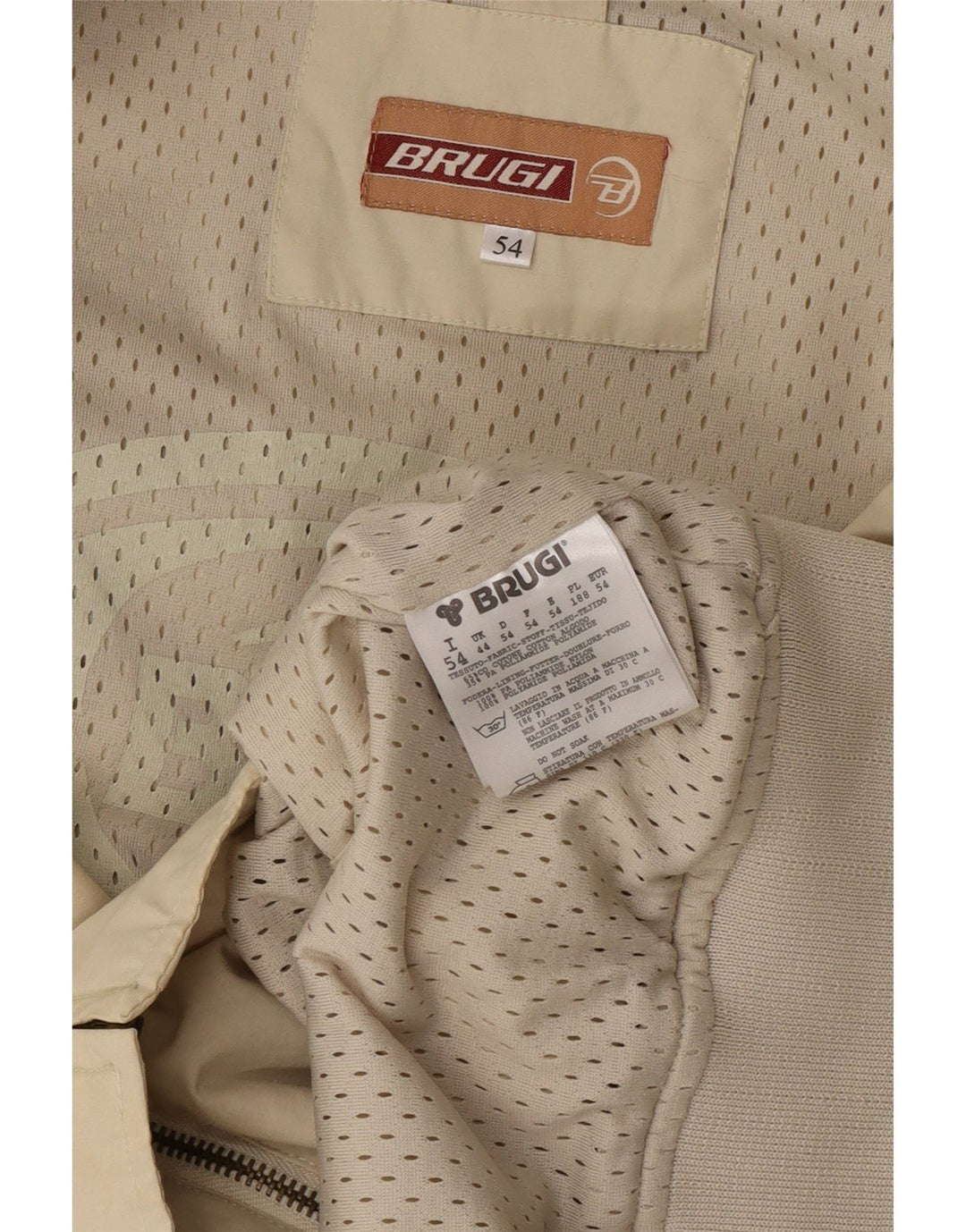 Jaqueta bomber masculina Brugi UK 44 2XL algodão bege