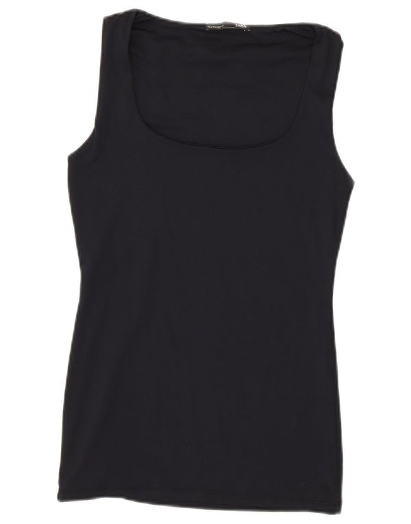 Top colete feminino sem mangas Zara Reino Unido 8 pequeno azul marinho
