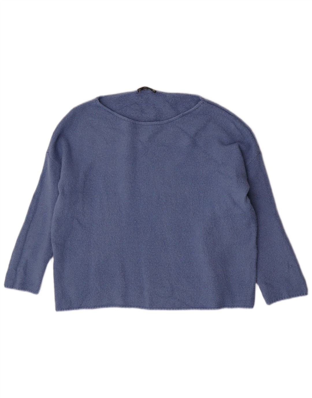 Zara Suéter feminino com gola canoa e gola alta, Reino Unido 14, azul médio