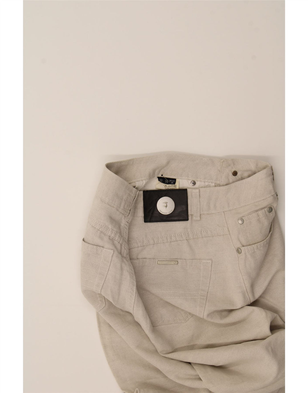 TRUSSARDI Womens Straight Casual Trousers W26 L26  Grey Cotton Vintage Trussardi and Second-Hand Trussardi from Messina Hembry 