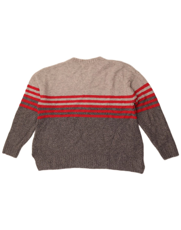 Suéter feminino Marks & Spencer com gola redonda e listrado cinza grande UK 16