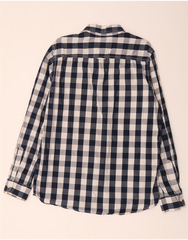 Camisa masculina de ajuste personalizado da Crew Clothing XL azul marinho algodão guingão
