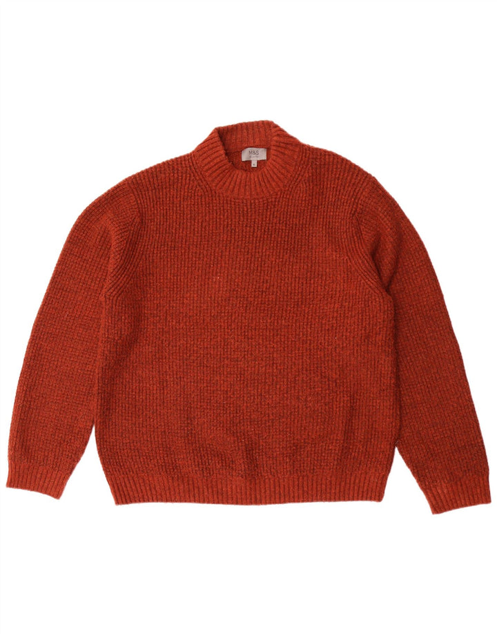 Suéter masculino Marks & Spencer com gola tartaruga XL marrom salpicado de acrílico