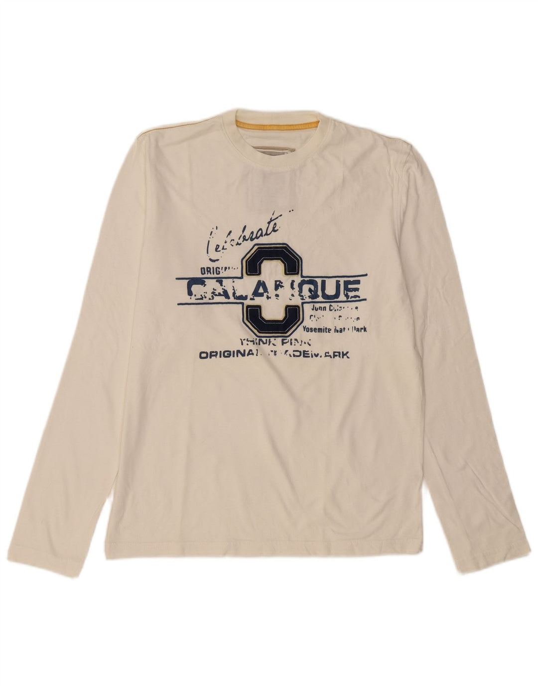 THINK PINK Top gráfico masculino de manga comprida XL de algodão branco