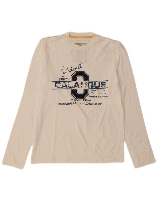 THINK PINK Top gráfico masculino de manga comprida XL de algodão branco