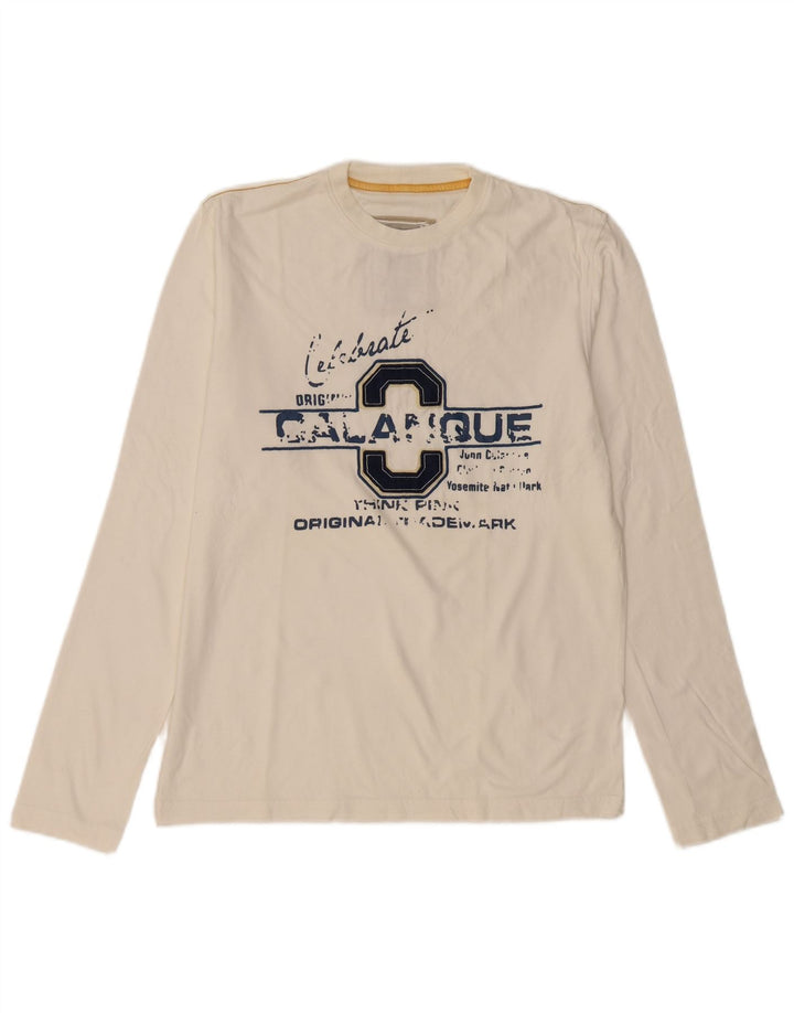 THINK PINK Top gráfico masculino de manga comprida XL de algodão branco