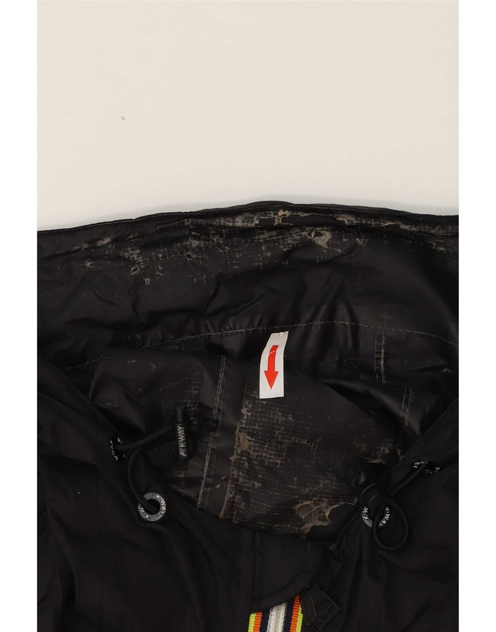 Jaqueta de chuva masculina com capuz K-Way UK 36 pequena preta