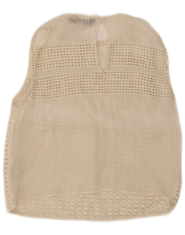Blusa feminina de renda sem mangas Zara UK 12 poliéster branco médio