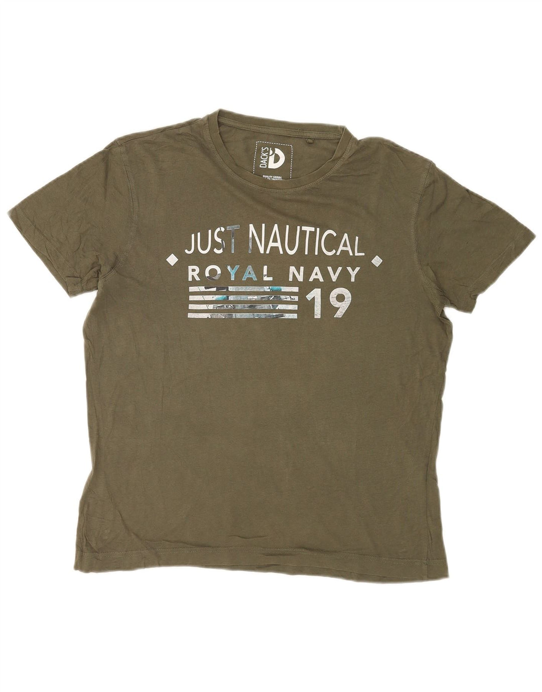 Camiseta gráfica masculina Dack's Top pequeno de algodão cáqui