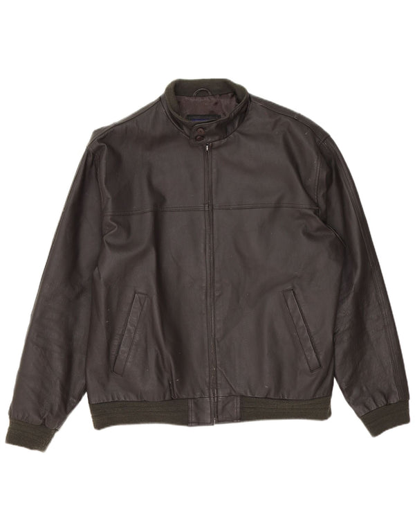 Jaqueta de couro masculina vintage UK 42 XL marrom