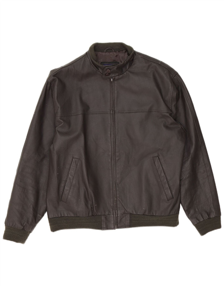 Jaqueta de couro masculina vintage UK 42 XL marrom