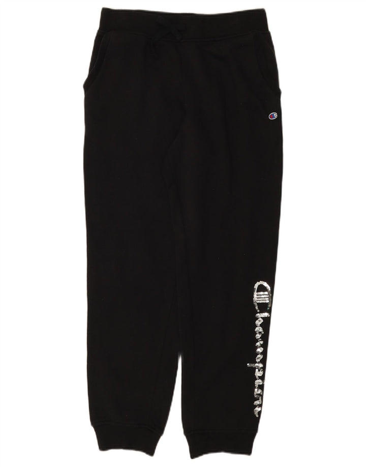 CHAMPION Meninas Calças de Treino Gráfico Joggers 13-14 Anos XL Preto