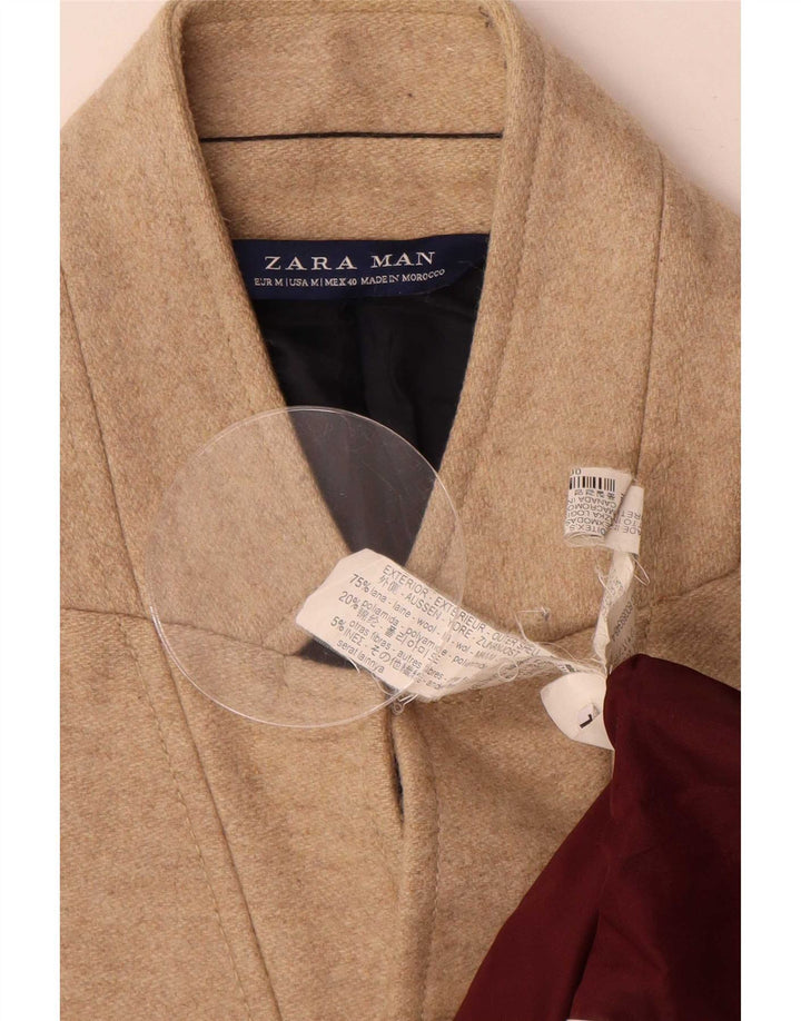 Sobretudo masculino Zara UK 38 lã bege médio