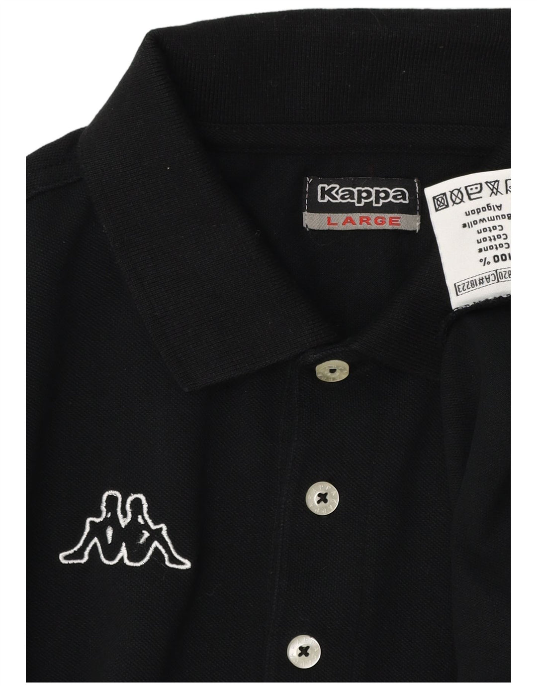 Camisa polo masculina Kappa gráfica grande algodão preto