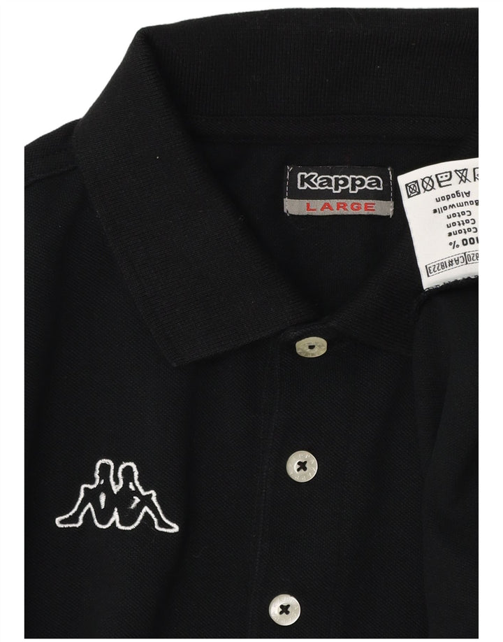 Camisa polo masculina Kappa gráfica grande algodão preto