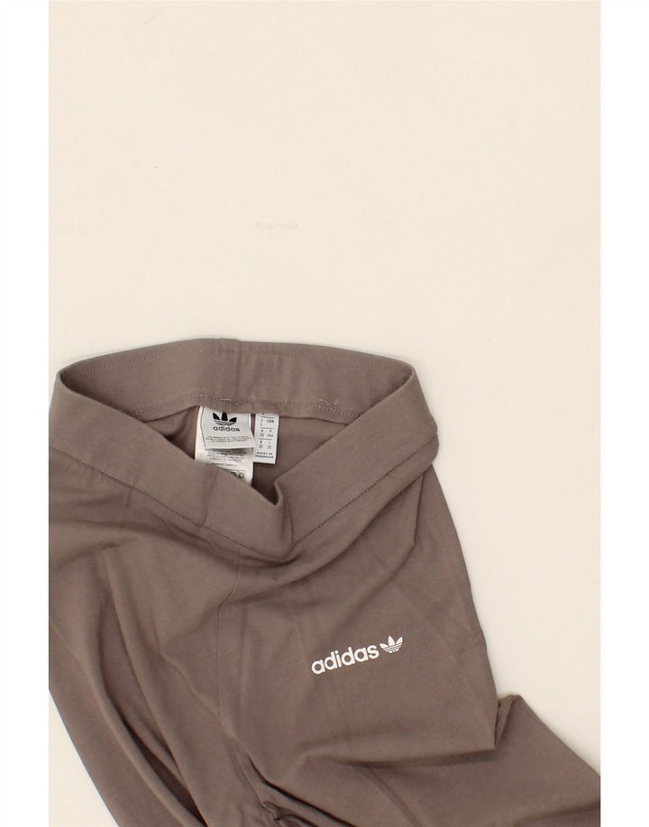 ADIDAS Womens Graphic Leggings UK 4 XS Grey Cotton Vintage Adidas and Second-Hand Adidas from Messina Hembry 