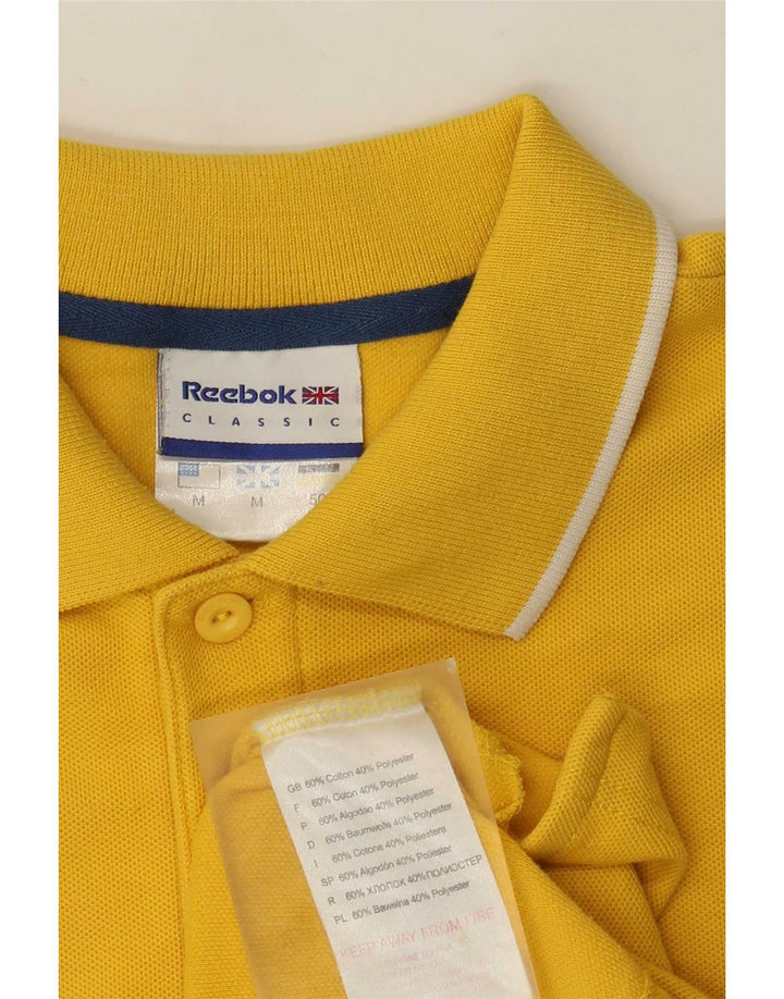 Reebok Mens Classic Polo Camisa Médio Algodão Amarelo