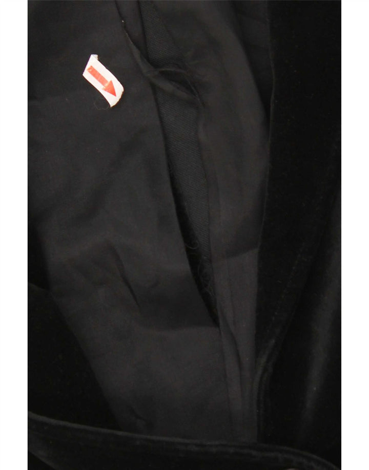 Jaqueta blazer feminina de veludo com 2 botões St Michael Reino Unido 14 algodão preto médio