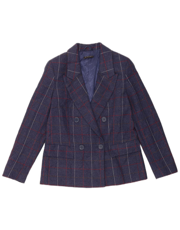 Sisley terno feminino de 2 peças UK 10 pequeno W28 L29 xadrez azul marinho