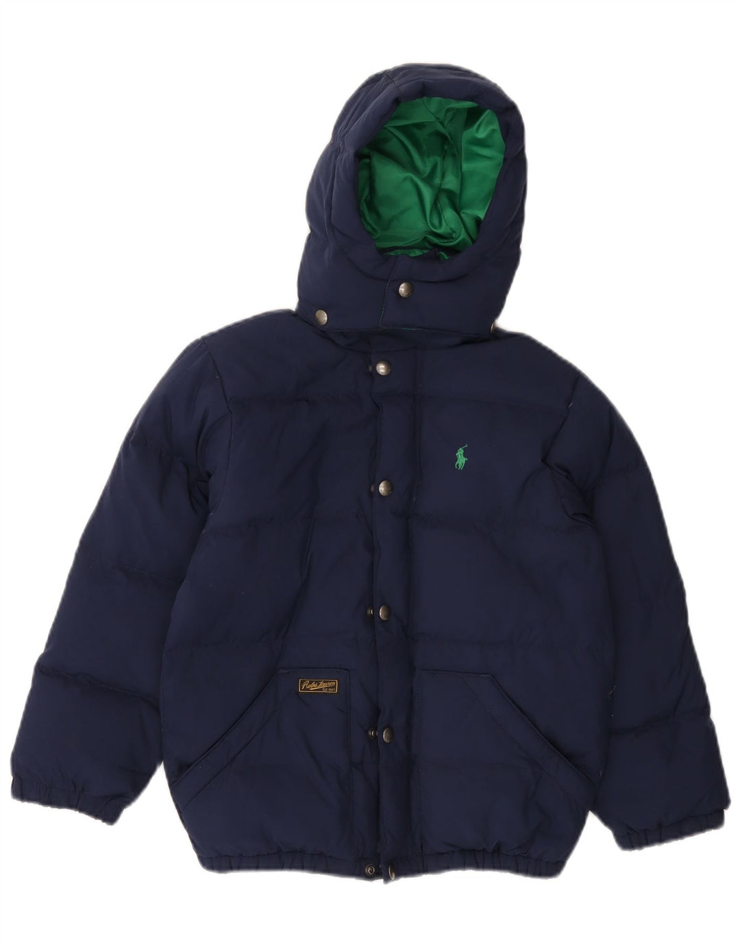 POLO RALPH LAUREN Jaqueta acolchoada com capuz para meninos 7-8 anos pequeno azul marinho