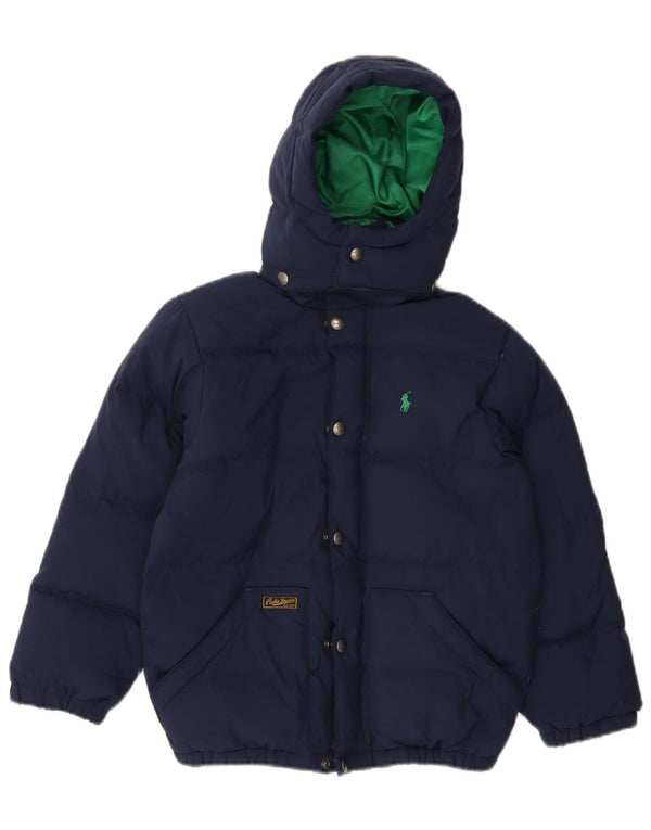 POLO RALPH LAUREN Jaqueta acolchoada com capuz para meninos 7-8 anos pequeno azul marinho